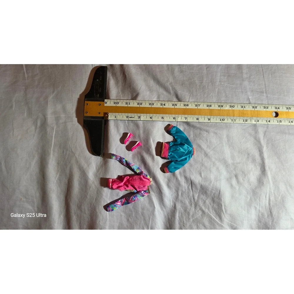 Barbie Doll Gymnast Set Teal Bomber Jacket Pink Bodysuit and Shoes 3pc Lo